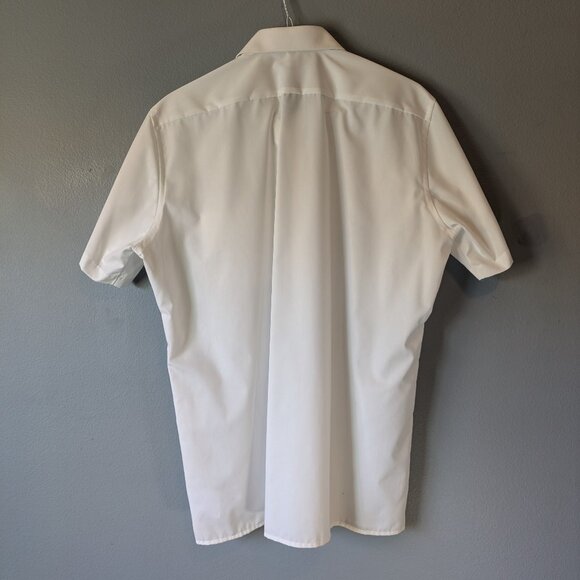 Olymp Luxor business modern fit beige short-sleeve dress shirt men 17.5/44 - Picture 5 of 7